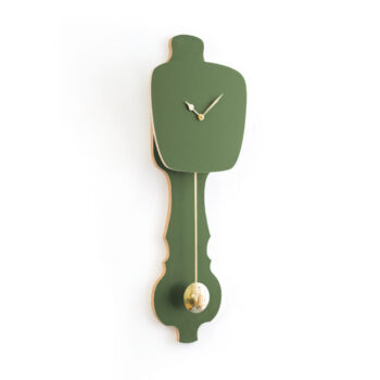 kloq design slingerklok olijf groen goud groot minimal